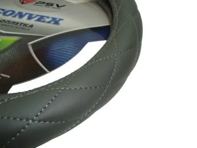 Оплетка для руля CONVEX S(35-37см) экокожа серый, (115701)