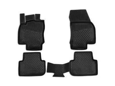 Коврики в салон с бортиком, Полиуретан черный, для Volkswagen Tiguan 2016-2020 (ELEMENT5154210k)