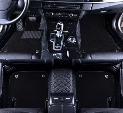 Коврики в салон 5D двойные, Искусственная кожа черный, для Porsche Cayenne 2010-2018 (porsche-cayenne-ii-958-2010-2014-t001)