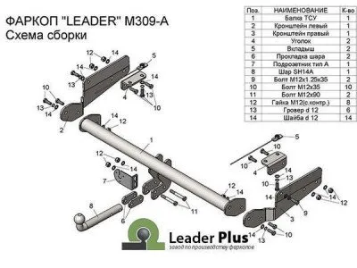Фаркоп тип шара A для Mazda CX-9 2016-2025 (M309-A)