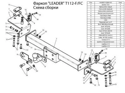 Фаркоп Toyota Land Cruiser J105 тип шара FC(сварной) для Toyota Land Cruiser 1998-2007 (T112-FC)