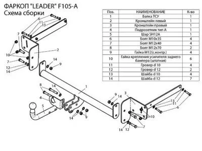 Фаркоп тип шара A для Ford C-MAX 2003-2010 (F105-A)