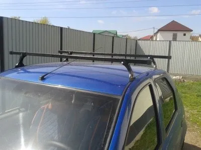 Багажник на крышу штатные места, прямоугольные, черный длина 1 400 для Renault Logan 2004-2022, Sand (691288)