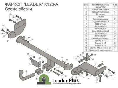 Фаркоп тип шара A для Kia Rio X-Line 2017-2024 (K123-A)